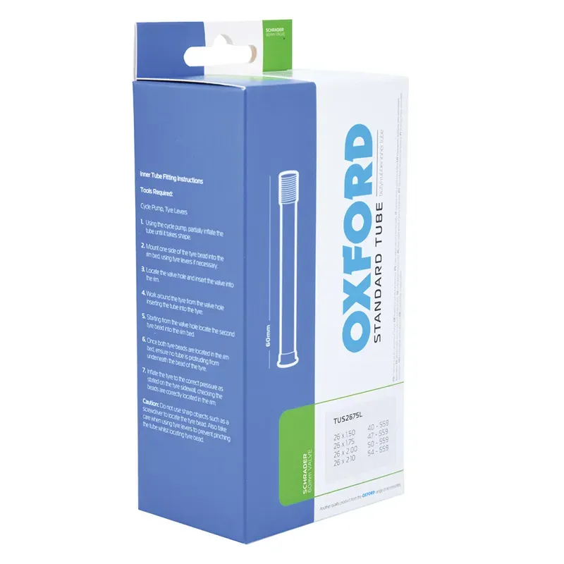 Oxford Inner Tube 26 X 1.50-2.10 Schrader 60mm in Blue