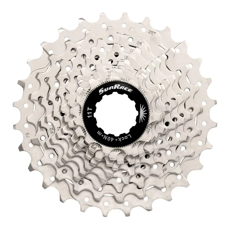 Sunrace and Sturmey Archer 11-28t 10 Speed Road Cassette in Silver